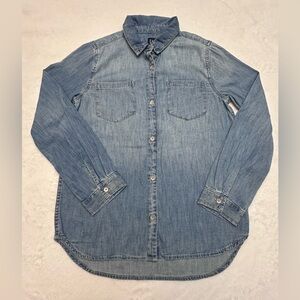 Gap Kids Girls Denim Jean Long Sleeve Shirt Button Up Large 10 Top NWT